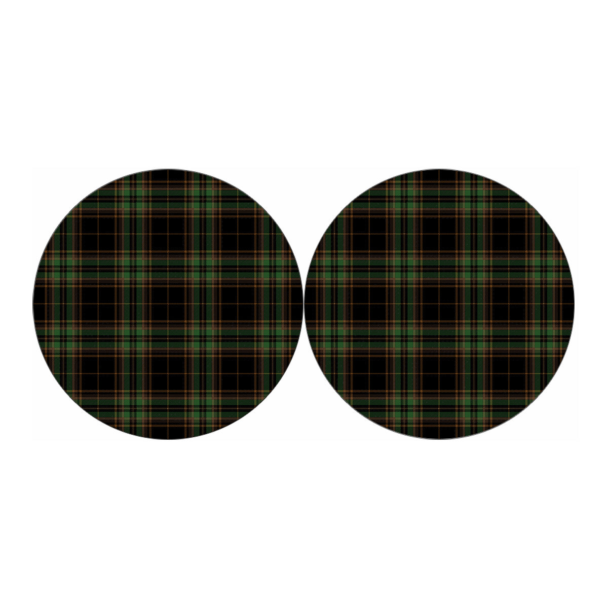 Black And Green Stewart Tartan Print Car Coasters