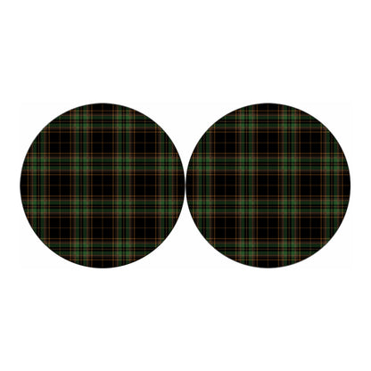 Black And Green Stewart Tartan Print Car Coasters