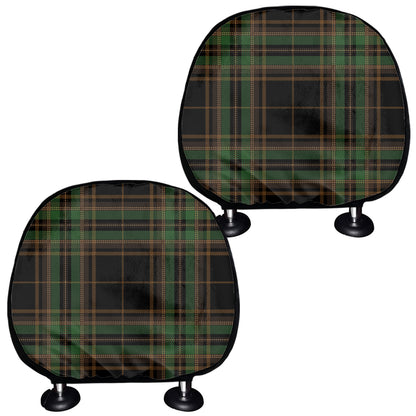 Black And Green Stewart Tartan Print Car Headrest Covers