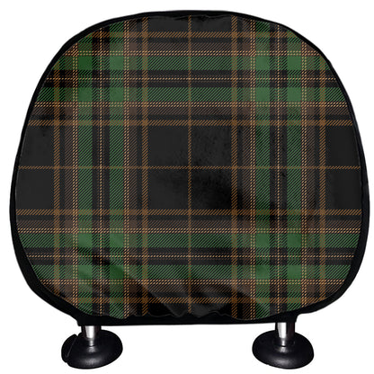 Black And Green Stewart Tartan Print Car Headrest Covers