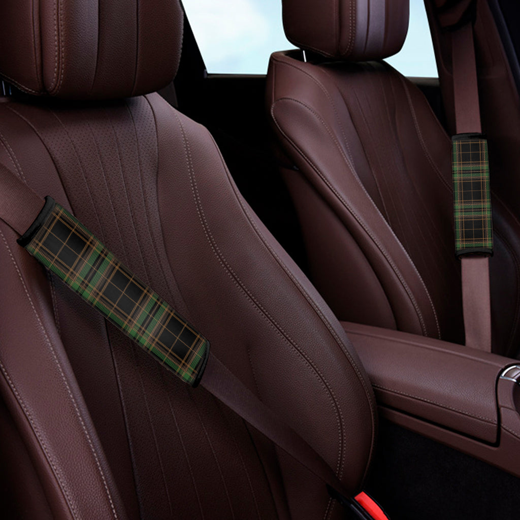 Black And Green Stewart Tartan Print Car Seat Belt Covers