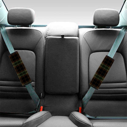 Black And Green Stewart Tartan Print Car Seat Belt Covers