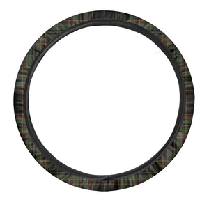 Black And Green Stewart Tartan Print Car Steering Wheel Cover