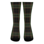 Black And Green Stewart Tartan Print Crew Socks