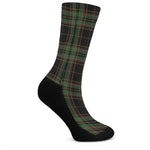 Black And Green Stewart Tartan Print Crew Socks