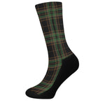 Black And Green Stewart Tartan Print Crew Socks