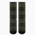 Black And Green Stewart Tartan Print Crew Socks