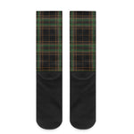 Black And Green Stewart Tartan Print Crew Socks