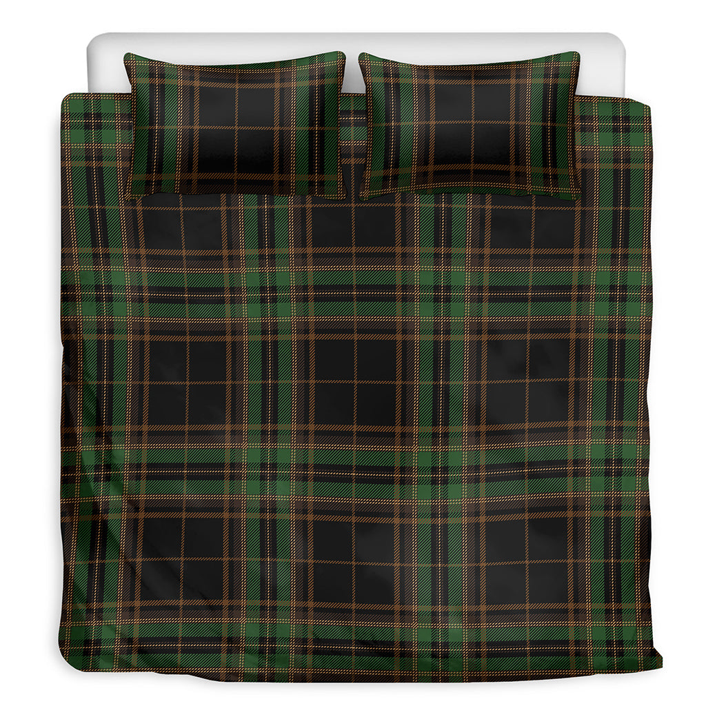 Black And Green Stewart Tartan Print Duvet Cover Bedding Set
