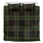 Black And Green Stewart Tartan Print Duvet Cover Bedding Set