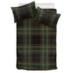 Black And Green Stewart Tartan Print Duvet Cover Bedding Set