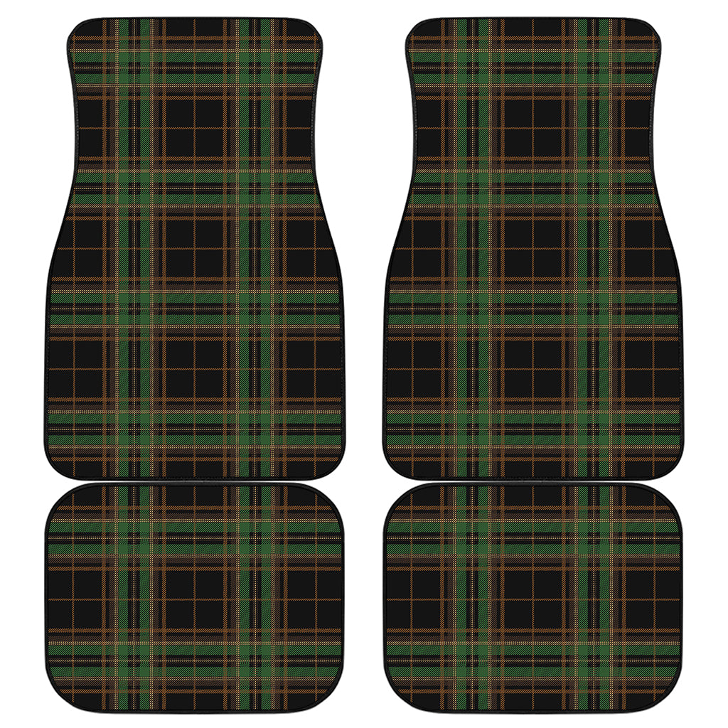 Black And Green Stewart Tartan Print Front and Back Car Floor Mats