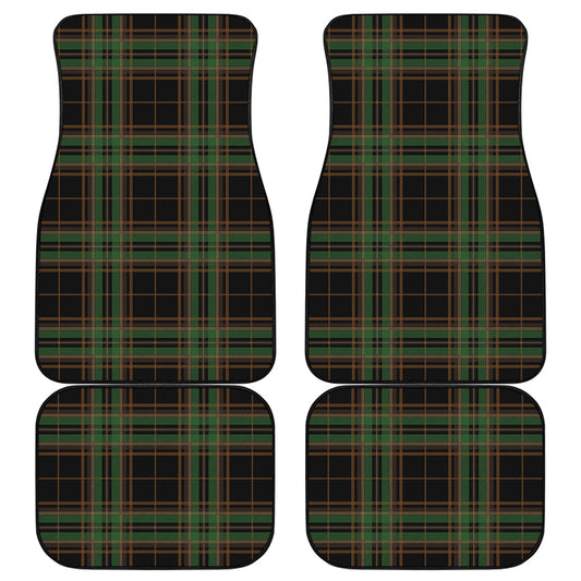Black And Green Stewart Tartan Print Front and Back Car Floor Mats