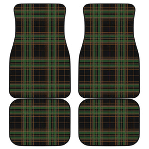 Black And Green Stewart Tartan Print Front and Back Car Floor Mats