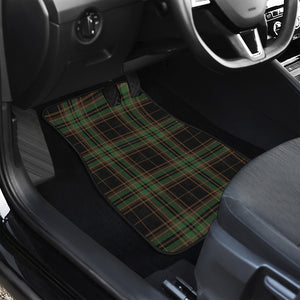 Black And Green Stewart Tartan Print Front and Back Car Floor Mats