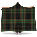 Black And Green Stewart Tartan Print Hooded Blanket