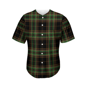 Black And Green Stewart Tartan Print Men's Baseball Jersey