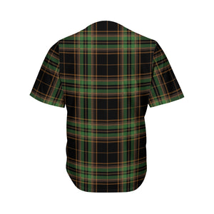 Black And Green Stewart Tartan Print Men's Baseball Jersey