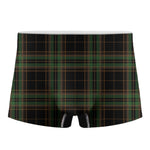 Black And Green Stewart Tartan Print Men's Boxer Briefs