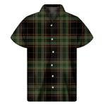 Black And Green Stewart Tartan Print Men's Short Sleeve Shirt