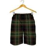 Black And Green Stewart Tartan Print Men's Shorts