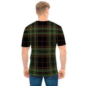 Black And Green Stewart Tartan Print Men's T-Shirt