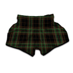 Black And Green Stewart Tartan Print Muay Thai Boxing Shorts