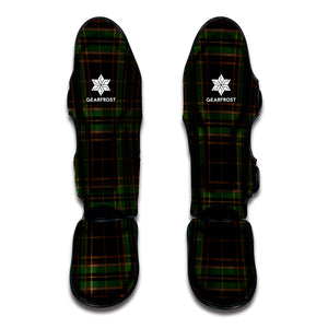 Black And Green Stewart Tartan Print Muay Thai Shin Guard