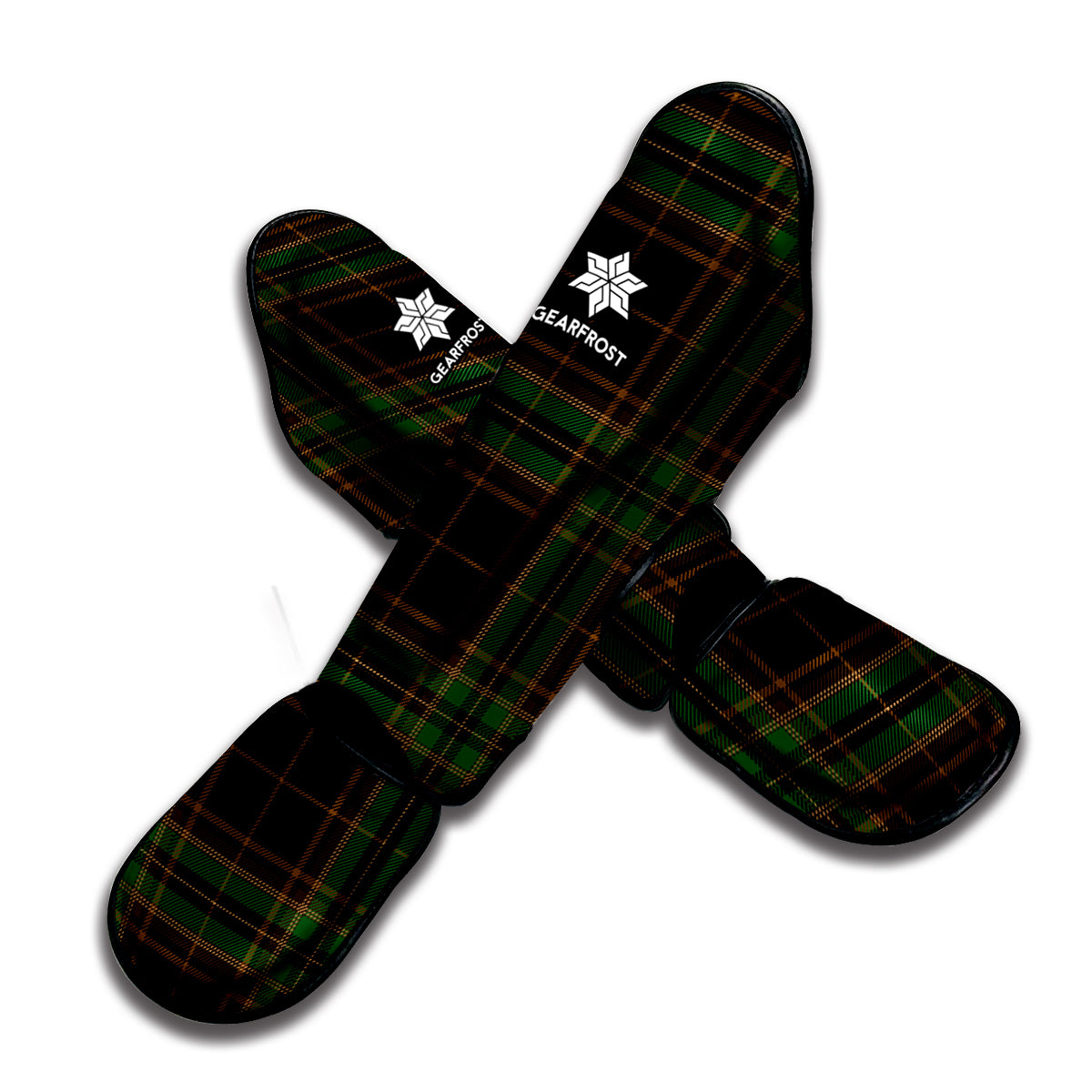 Black And Green Stewart Tartan Print Muay Thai Shin Guard