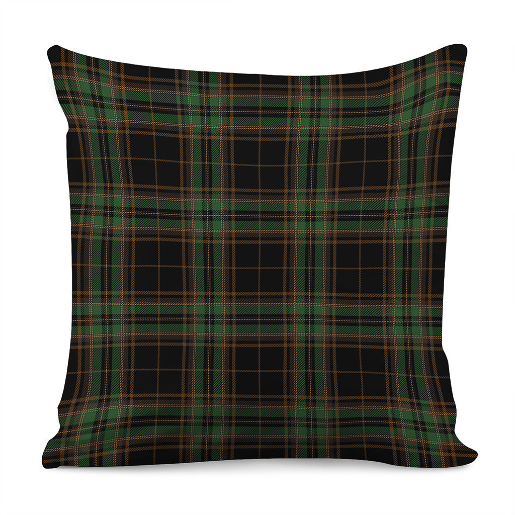 Black And Green Stewart Tartan Print Pillow Cover