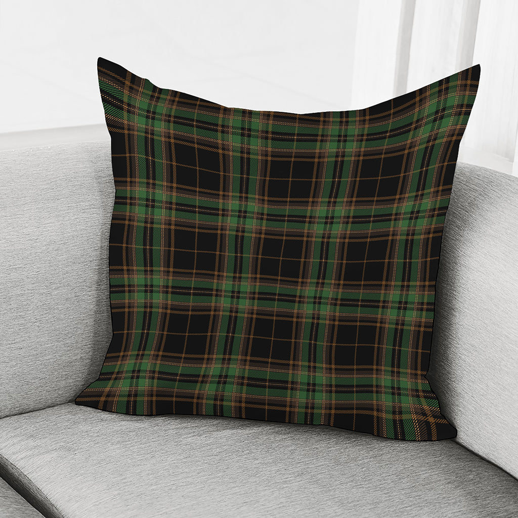 Black And Green Stewart Tartan Print Pillow Cover