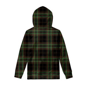 Black And Green Stewart Tartan Print Pullover Hoodie