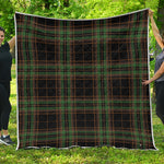 Black And Green Stewart Tartan Print Quilt