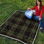 Black And Green Stewart Tartan Print Quilt