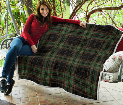 Black And Green Stewart Tartan Print Quilt