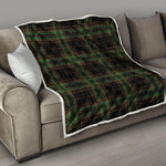 Black And Green Stewart Tartan Print Quilt