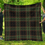 Black And Green Stewart Tartan Print Quilt