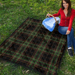 Black And Green Stewart Tartan Print Quilt