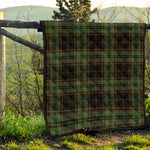 Black And Green Stewart Tartan Print Quilt