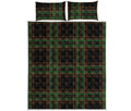 Black And Green Stewart Tartan Print Quilt Bed Set