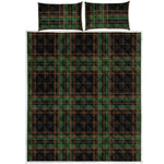 Black And Green Stewart Tartan Print Quilt Bed Set