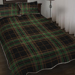 Black And Green Stewart Tartan Print Quilt Bed Set