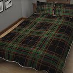 Black And Green Stewart Tartan Print Quilt Bed Set