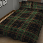 Black And Green Stewart Tartan Print Quilt Bed Set