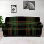 Black And Green Stewart Tartan Print Sofa Cover