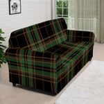 Black And Green Stewart Tartan Print Sofa Cover