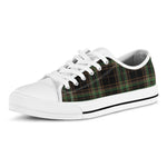 Black And Green Stewart Tartan Print White Low Top Shoes