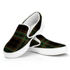 Black And Green Stewart Tartan Print White Slip On Shoes