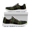 Black And Green Stewart Tartan Print White Running Shoes