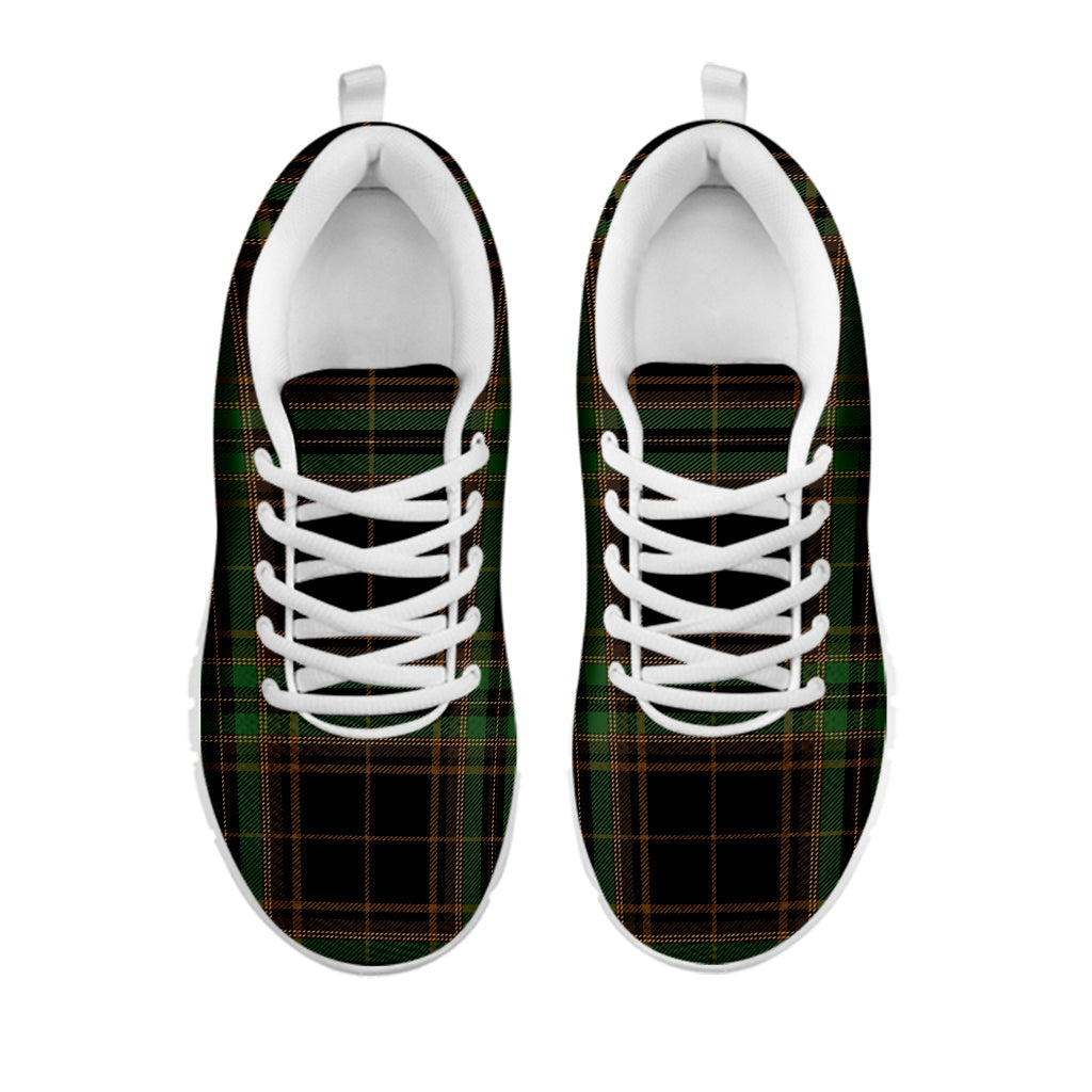 Black And Green Stewart Tartan Print White Sneakers